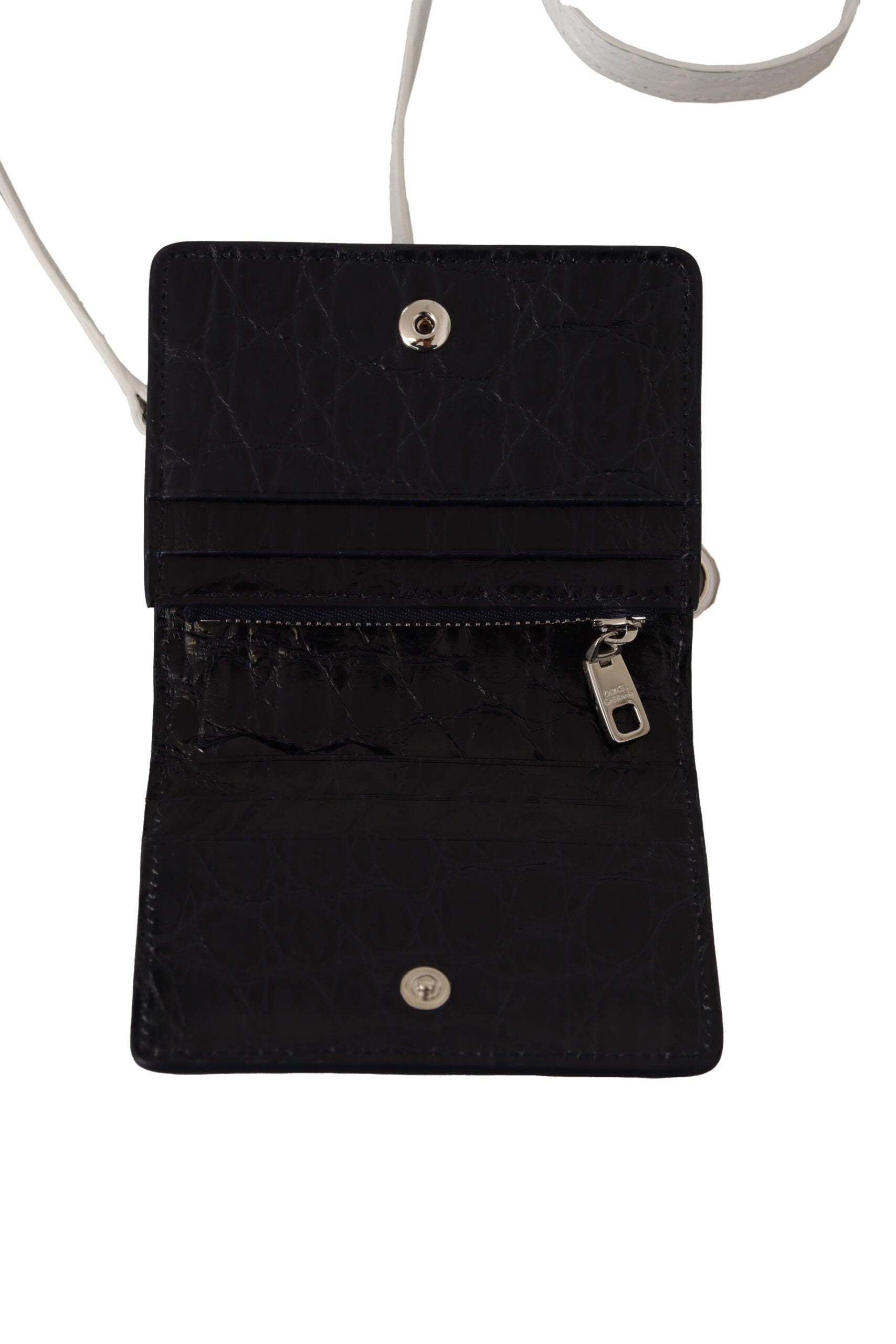 Dolce & Gabbana Blau Weiß Kaiman Lederband Kartenhalter Brieftasche