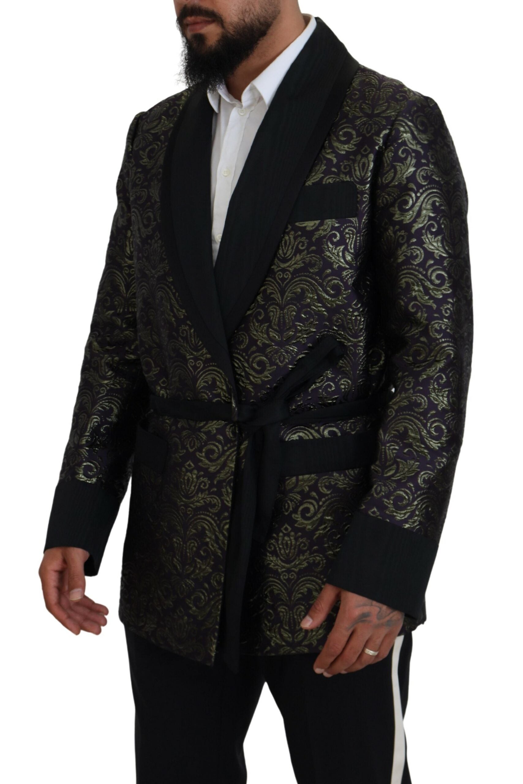 Dolce & Gabbana Gold Lila Barock Jacke Blazer Robe