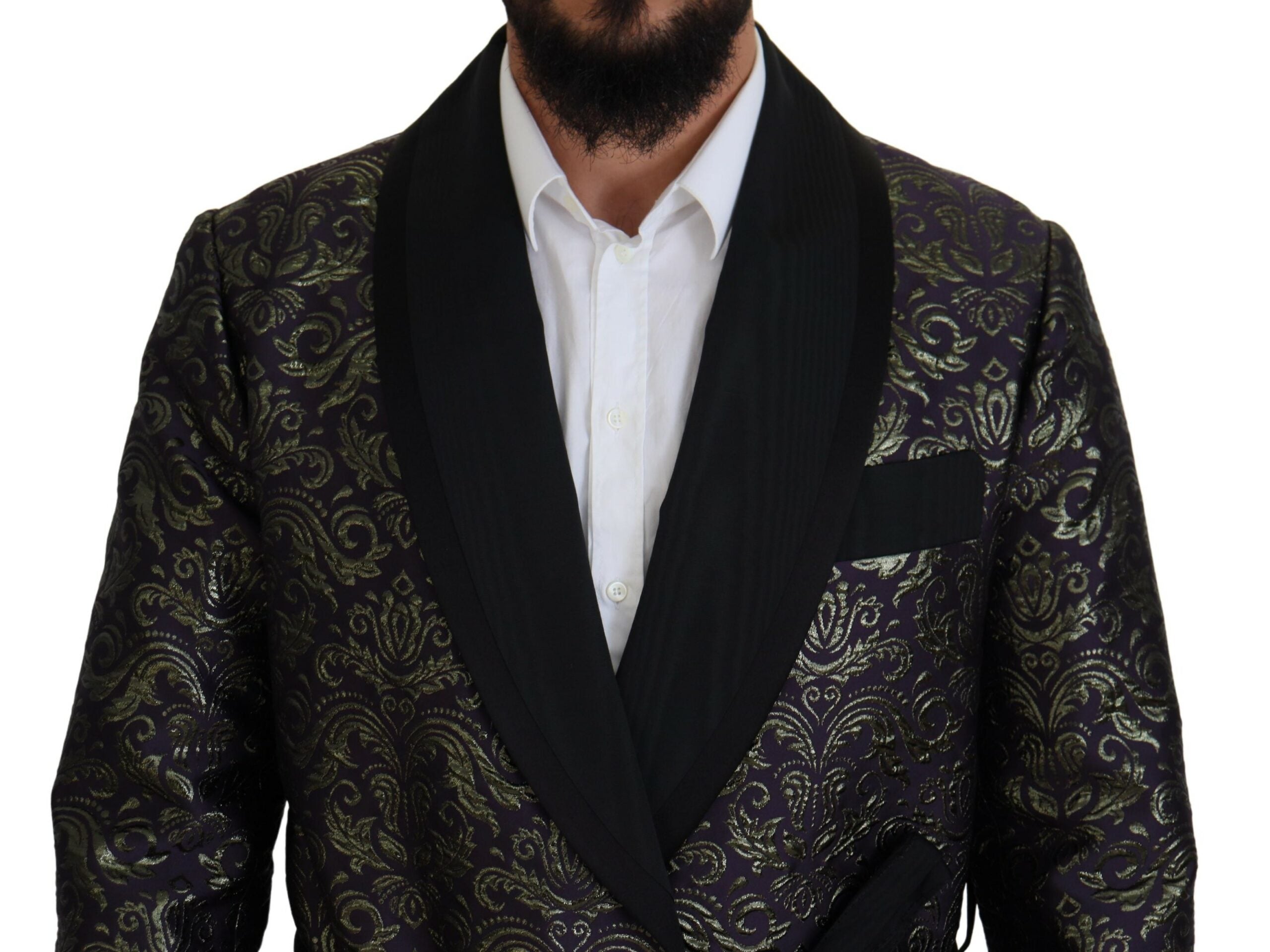 Dolce & Gabbana Gold Lila Barock Jacke Blazer Robe