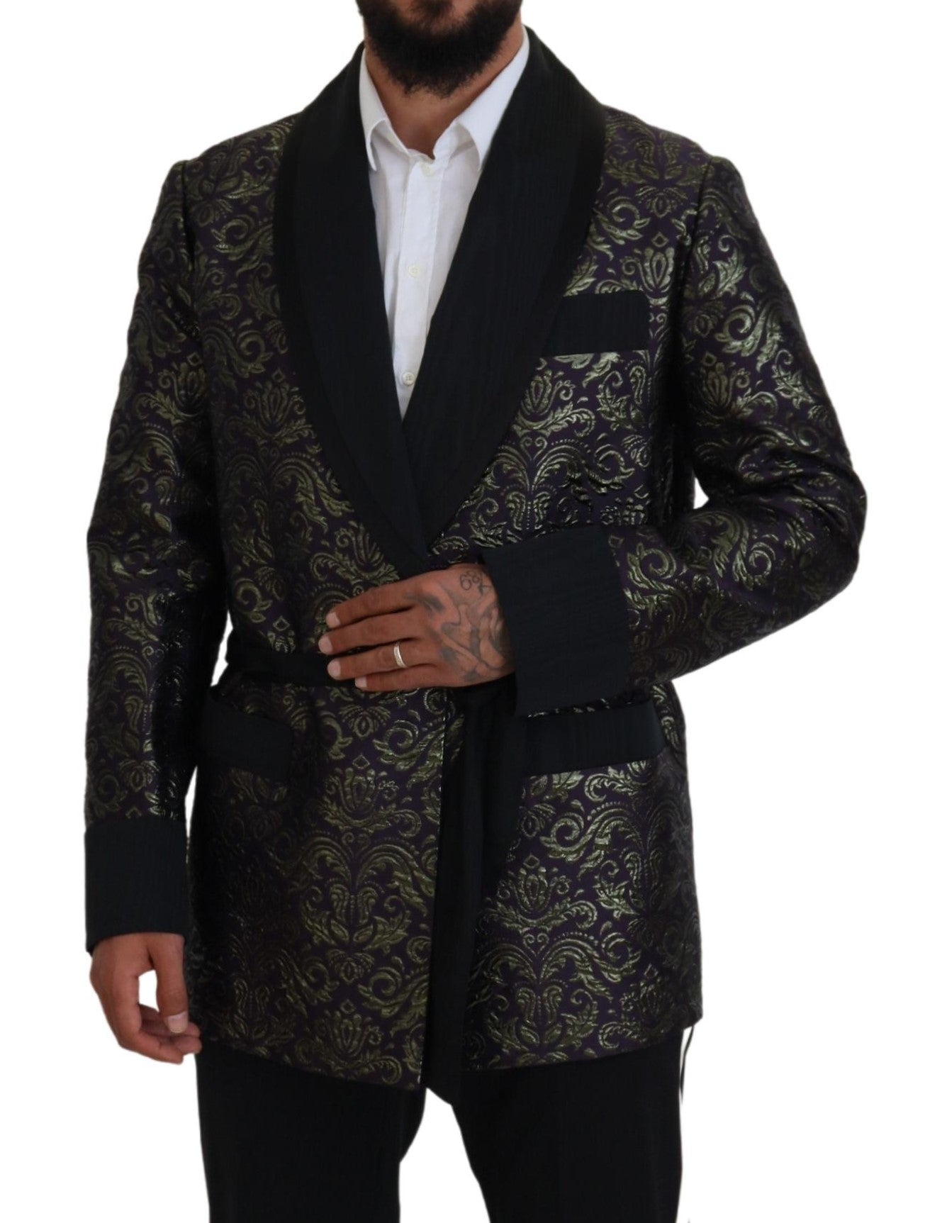 Dolce & Gabbana Gold Lila Barock Jacke Blazer Robe