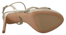 Prada Goldene Leder-Sandalen Knöchelriemen-Absätze Stiletto-Sandale