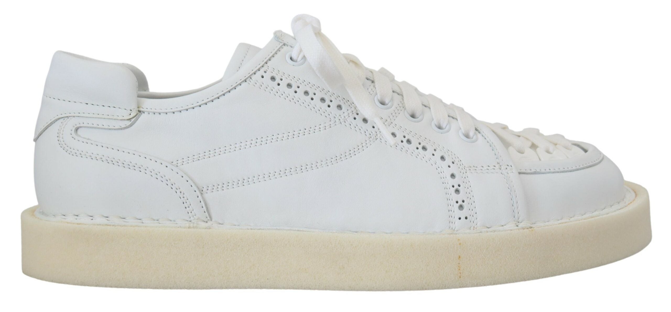 Dolce & Gabbana Weiß Leder Low Top Oxford Turnschuhe Freizeitschuhe