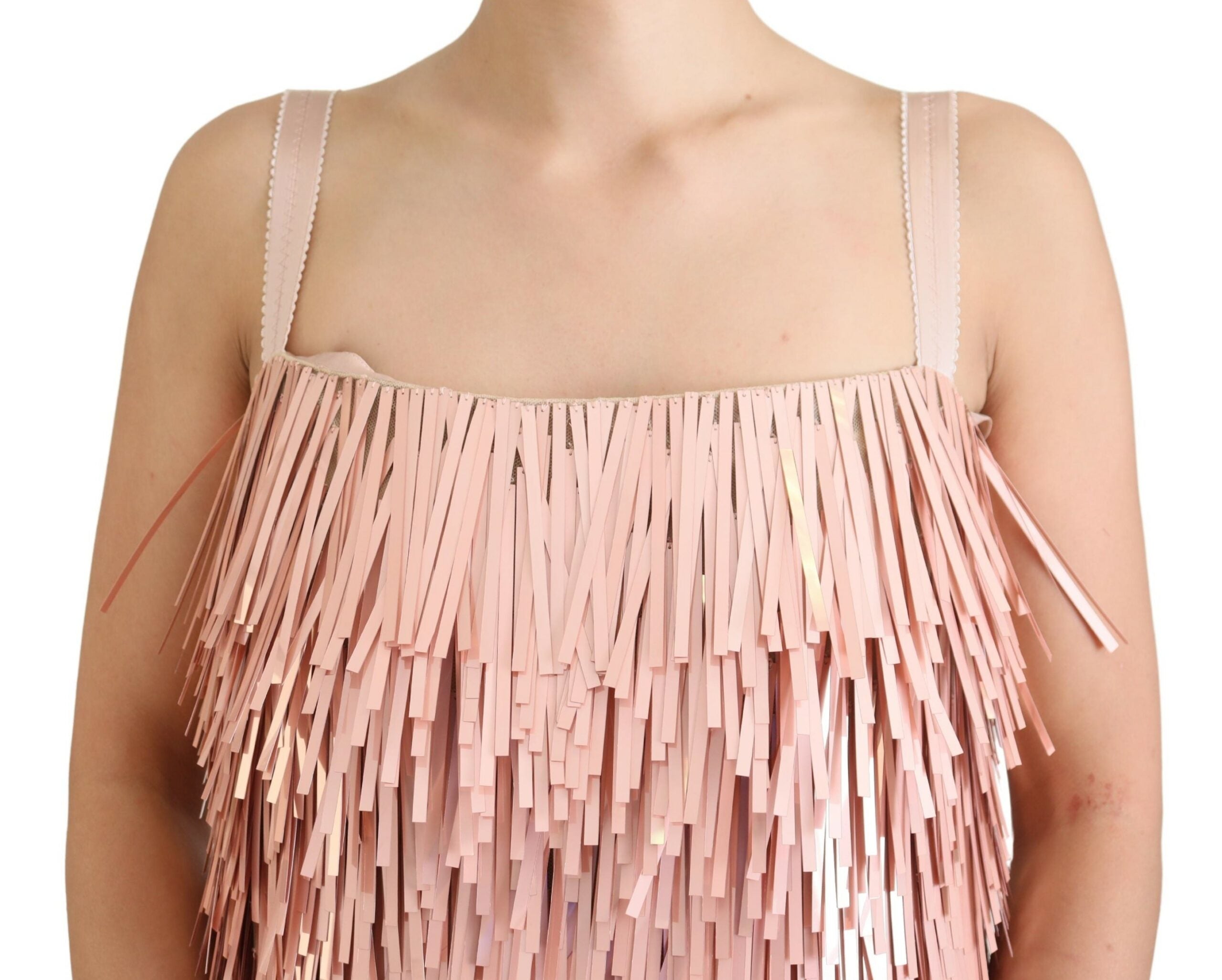 Dolce & Gabbana Pinkes ärmelloses Kleid in A-Linie mit Lametta