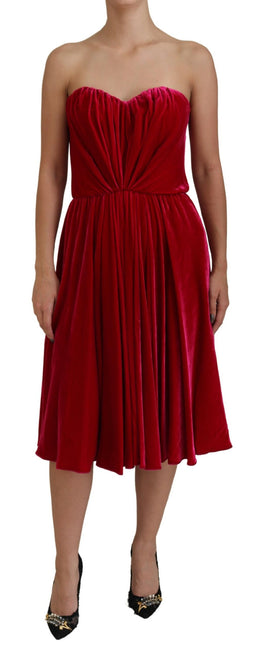 Dolce & Gabbana Rosa Viskose Stretch Trägerloses Kleid in A-Linie