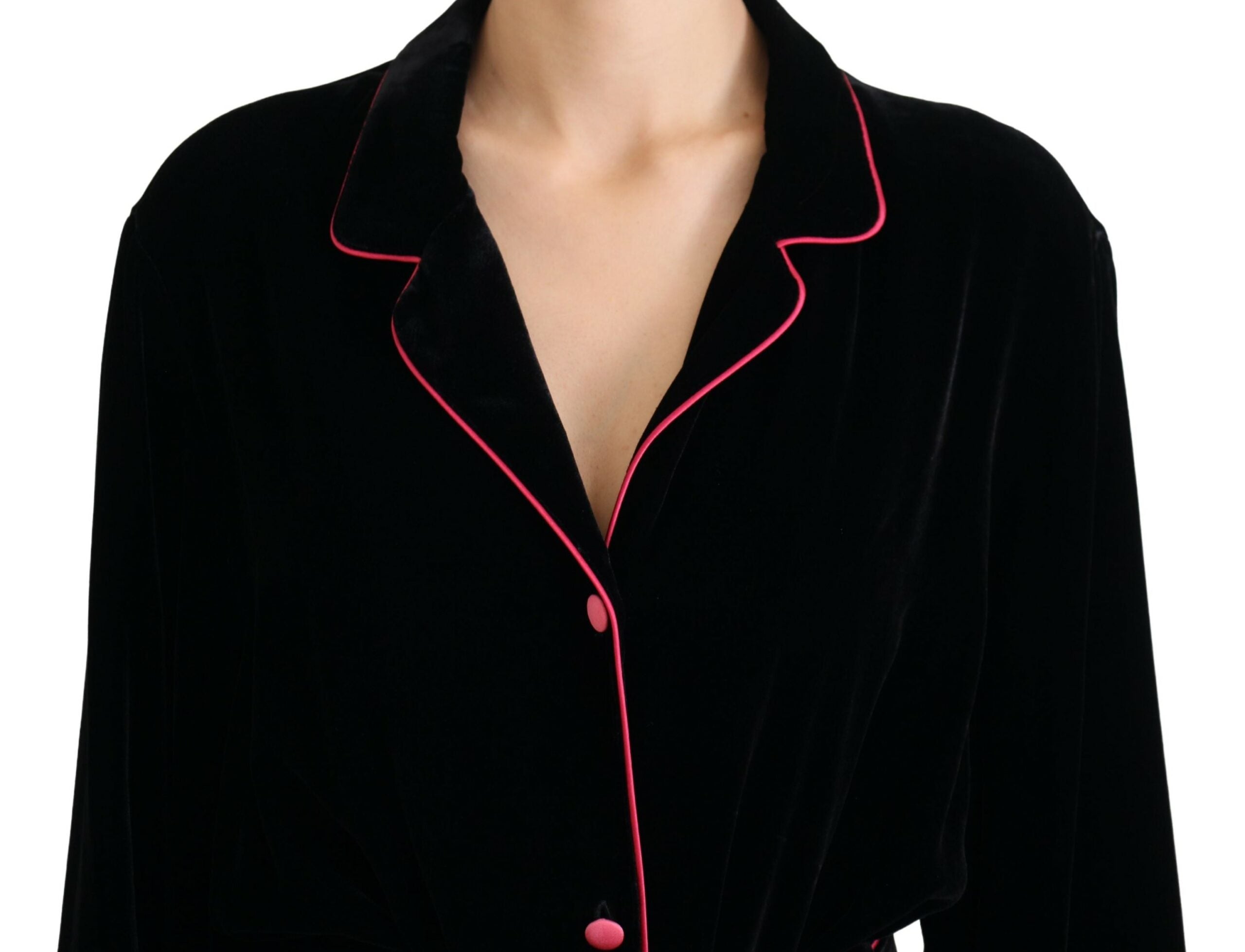 Dolce & Gabbana Schwarzer Blazer mit Gürtel und Knöpfen Viskosejacke