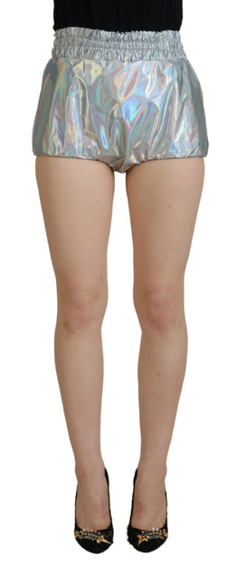 Dolce & Gabbana Silberne holografische Hotpants mit hoher Taille Shorts