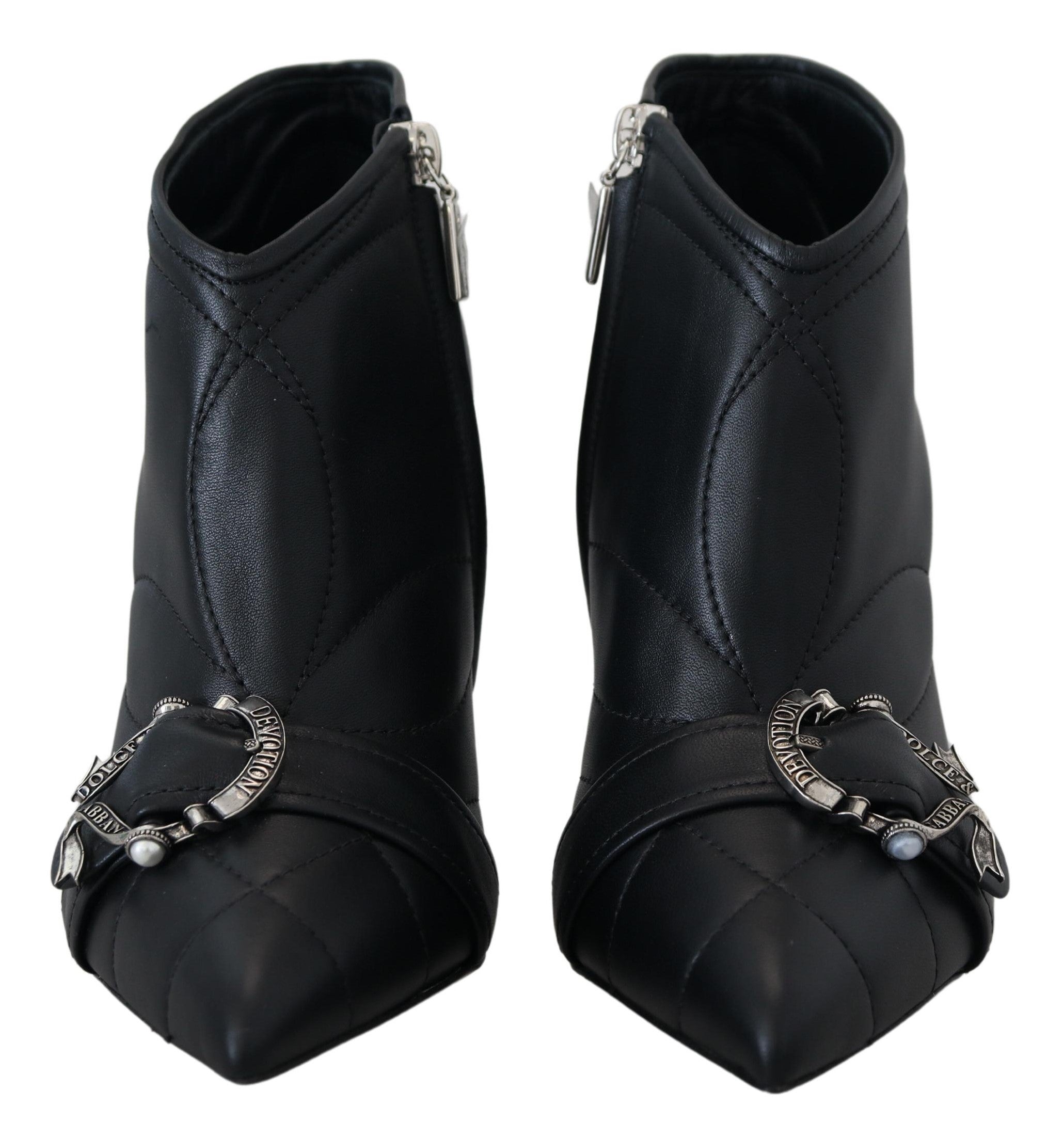Dolce & Gabbana Schwarze Devotion Gesteppte Knöchelstiefel mit Schnalle Schuhe