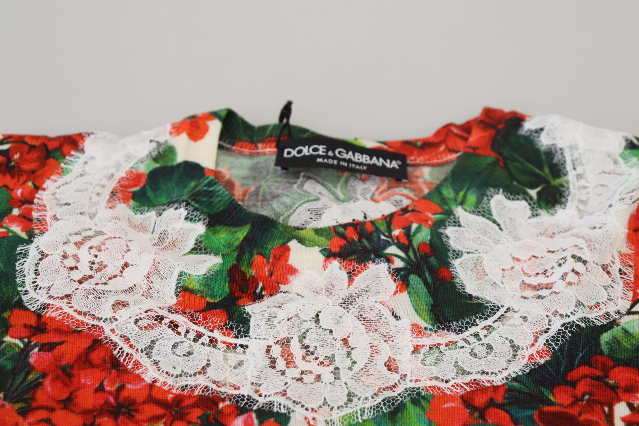 Dolce & Gabbana Weißes, geblümtes Wollwesten-Top mit Spitze