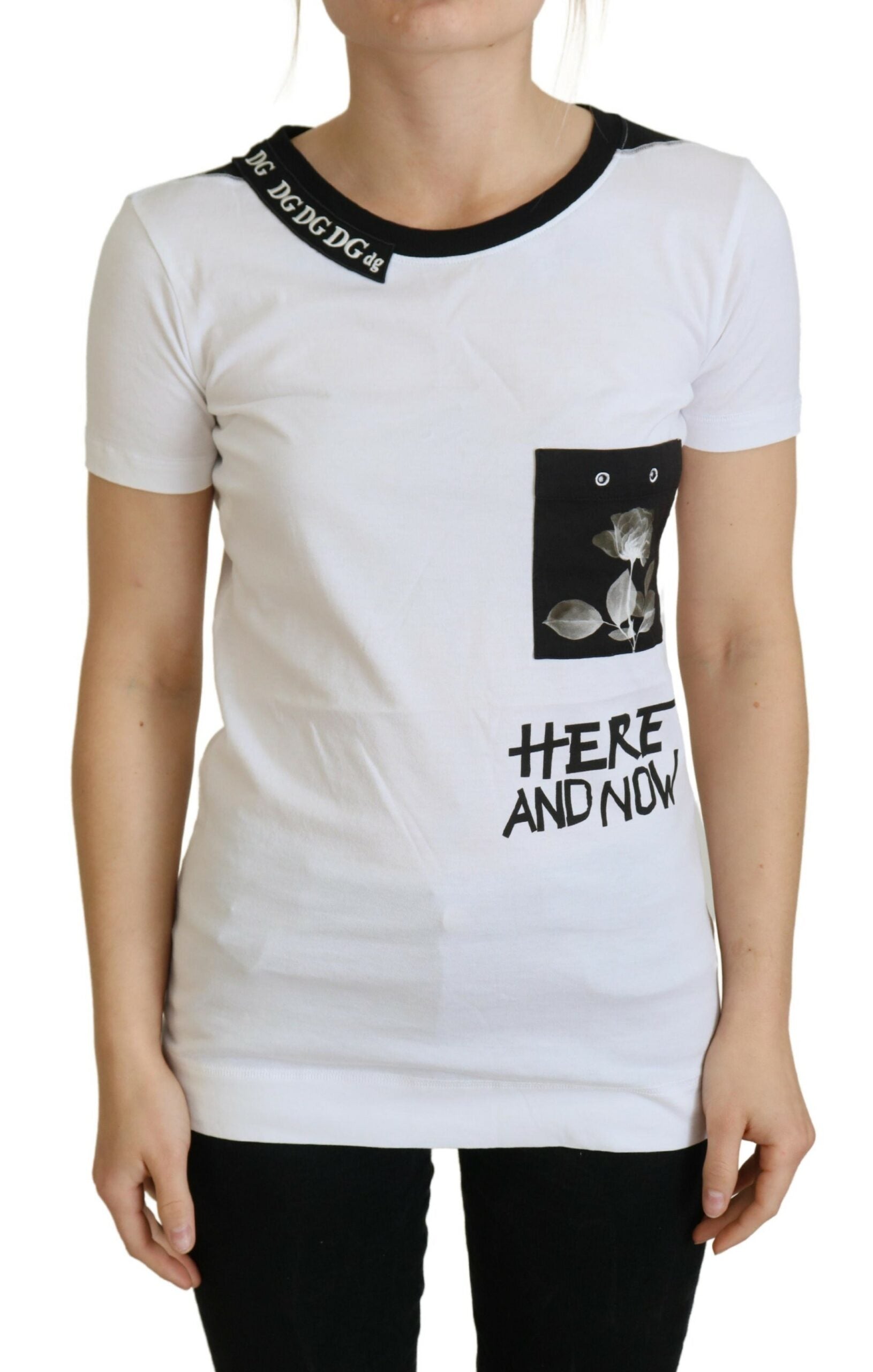 Dolce & Gabbana Weißes Baumwoll-T-Shirt T-Shirt mit Rundhalsausschnitt