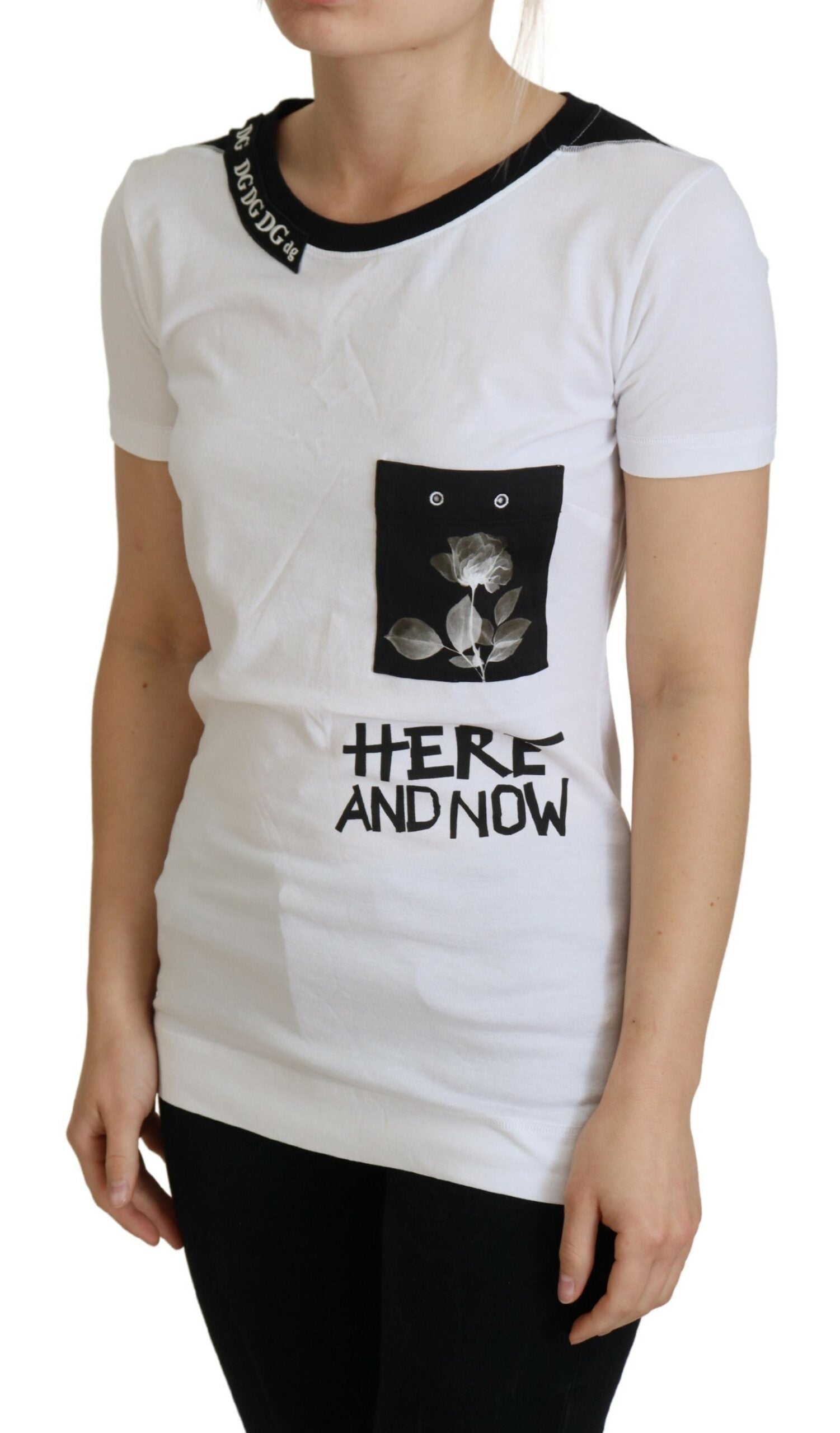Dolce & Gabbana Weißes Baumwoll-T-Shirt T-Shirt mit Rundhalsausschnitt