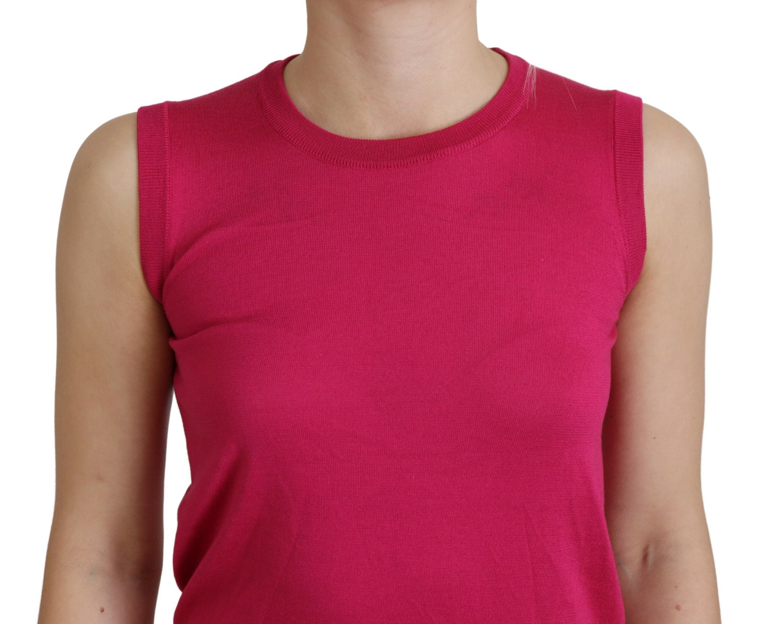 Dolce & Gabbana Rosa Seidenweste Pullover mit Rundhalsausschnitt Tank Top