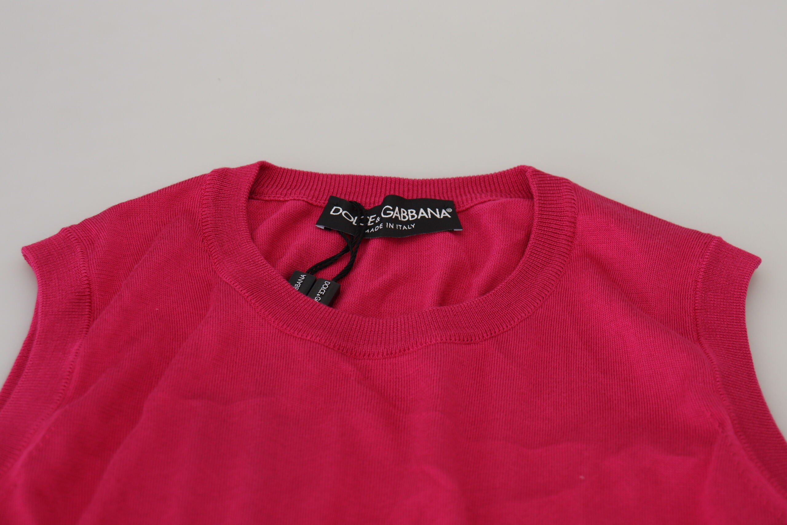 Dolce & Gabbana Rosa Seidenweste Pullover mit Rundhalsausschnitt Tank Top