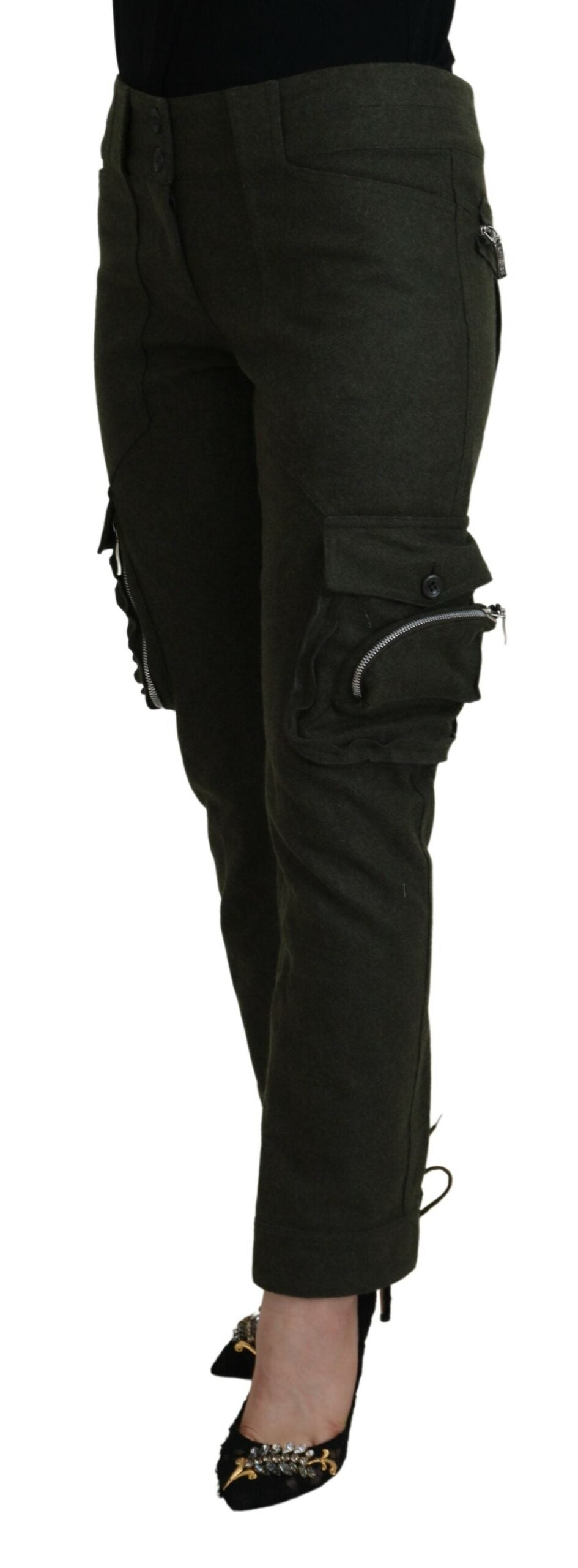 Ermanno Scervino Grüne Lace Up Leg Frauen Tapered Pants