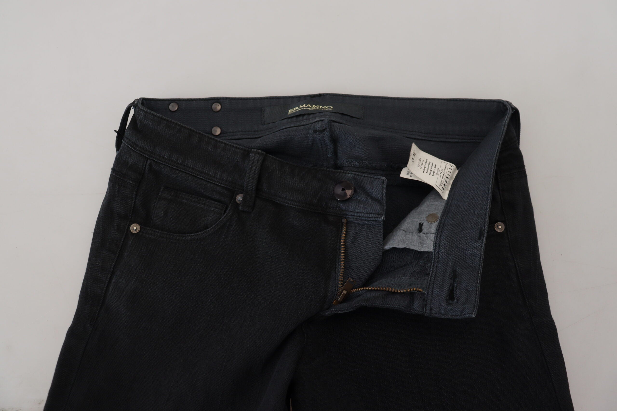 Ermanno Scervino Schwarze Baumwolle Slim Fit Damen Denim Jeans