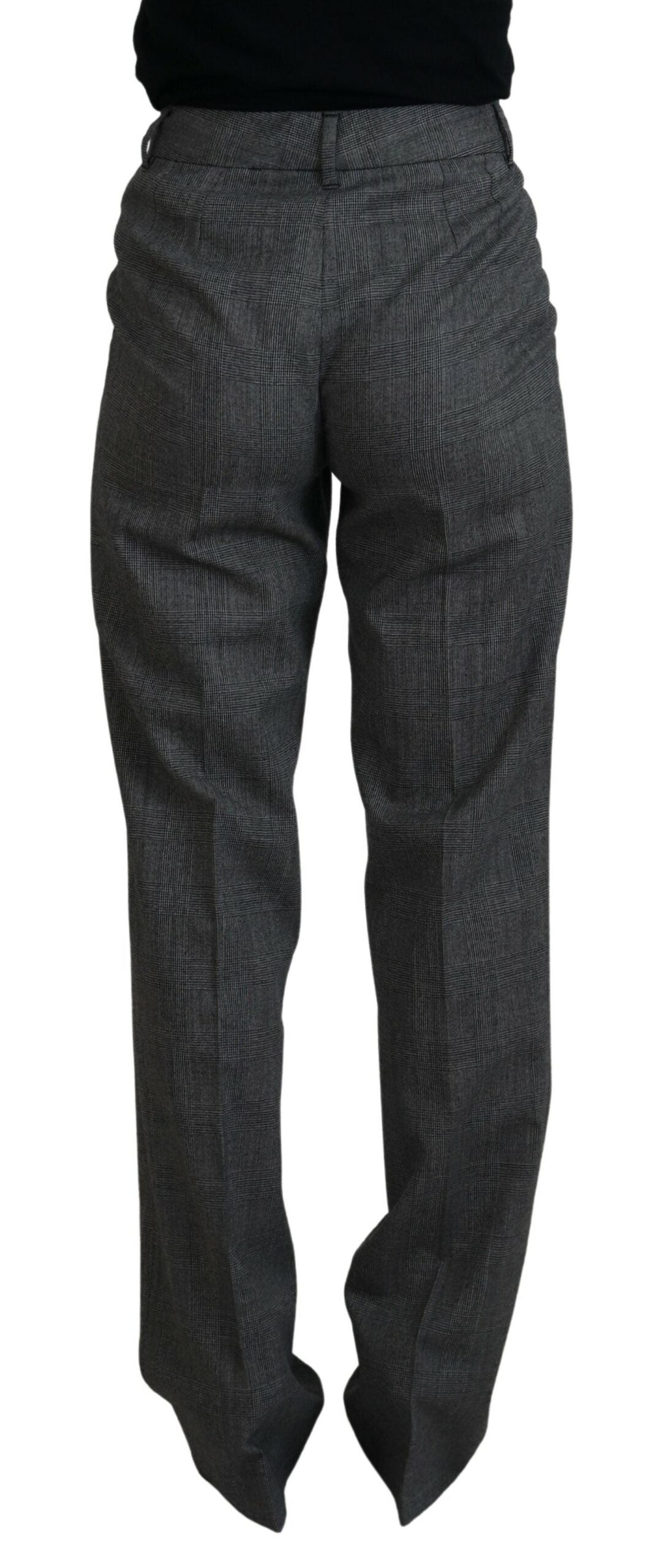 Dolce & Gabbana Graue Damen Wollhose mit hoher Taille