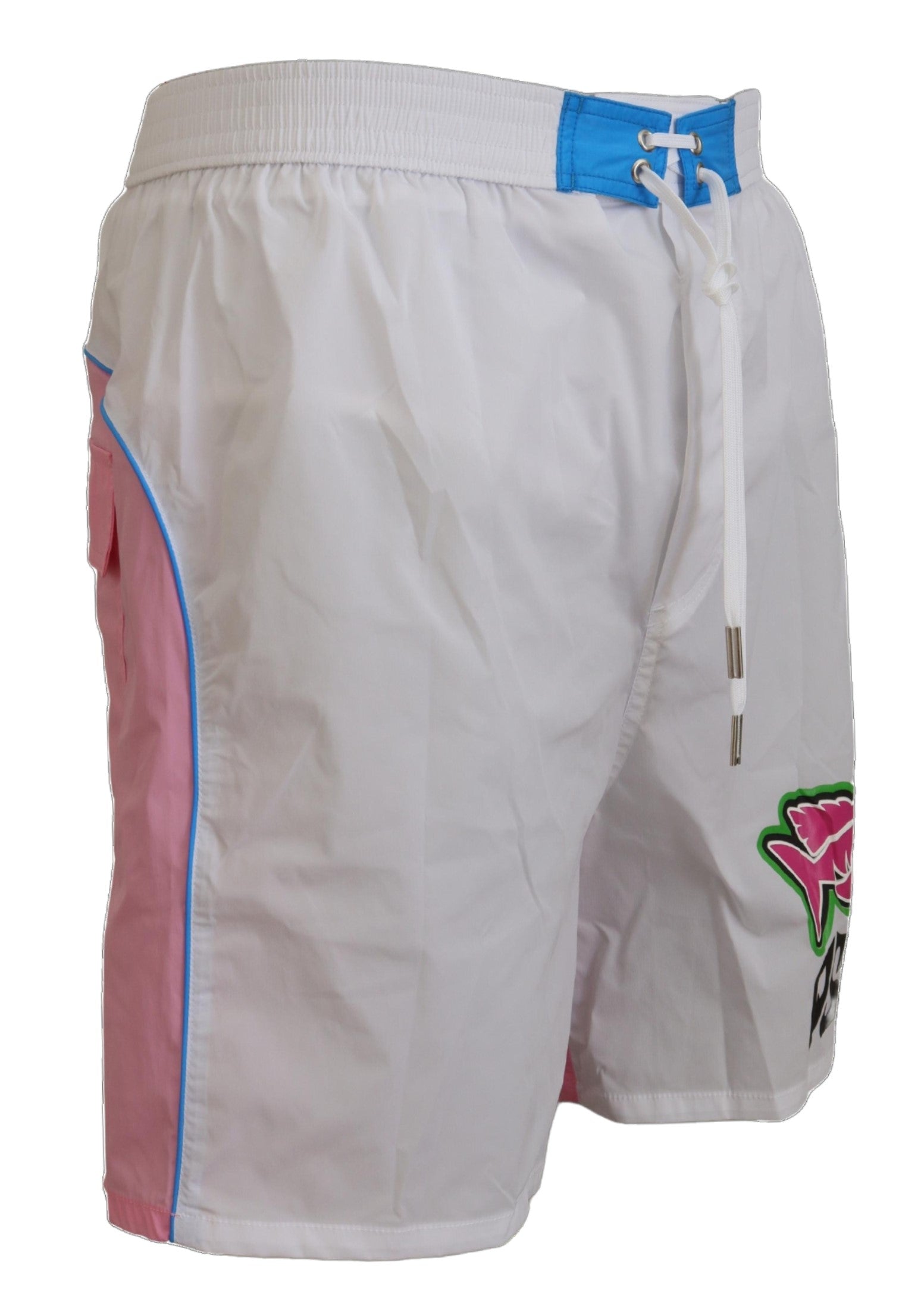Dsquared² Weiß Rosa Logo Print Männer Beachwear Shorts Bademode