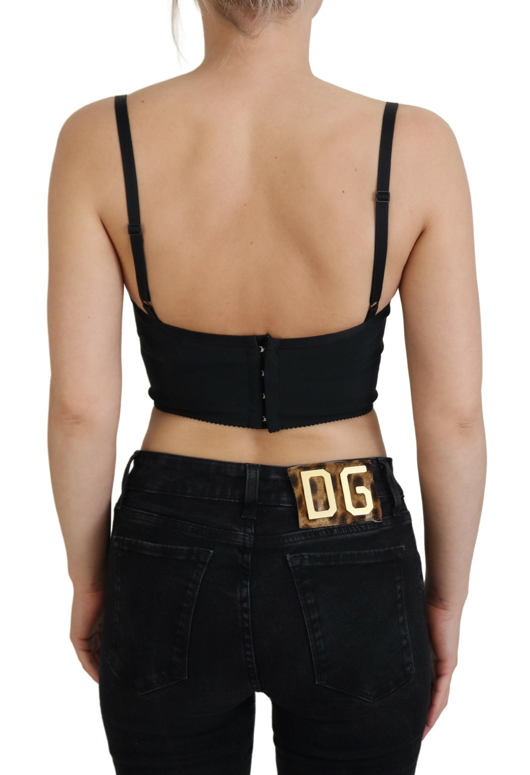 Dolce & Gabbana Rosa Leopard Print Cropped Bustier Korsett Top