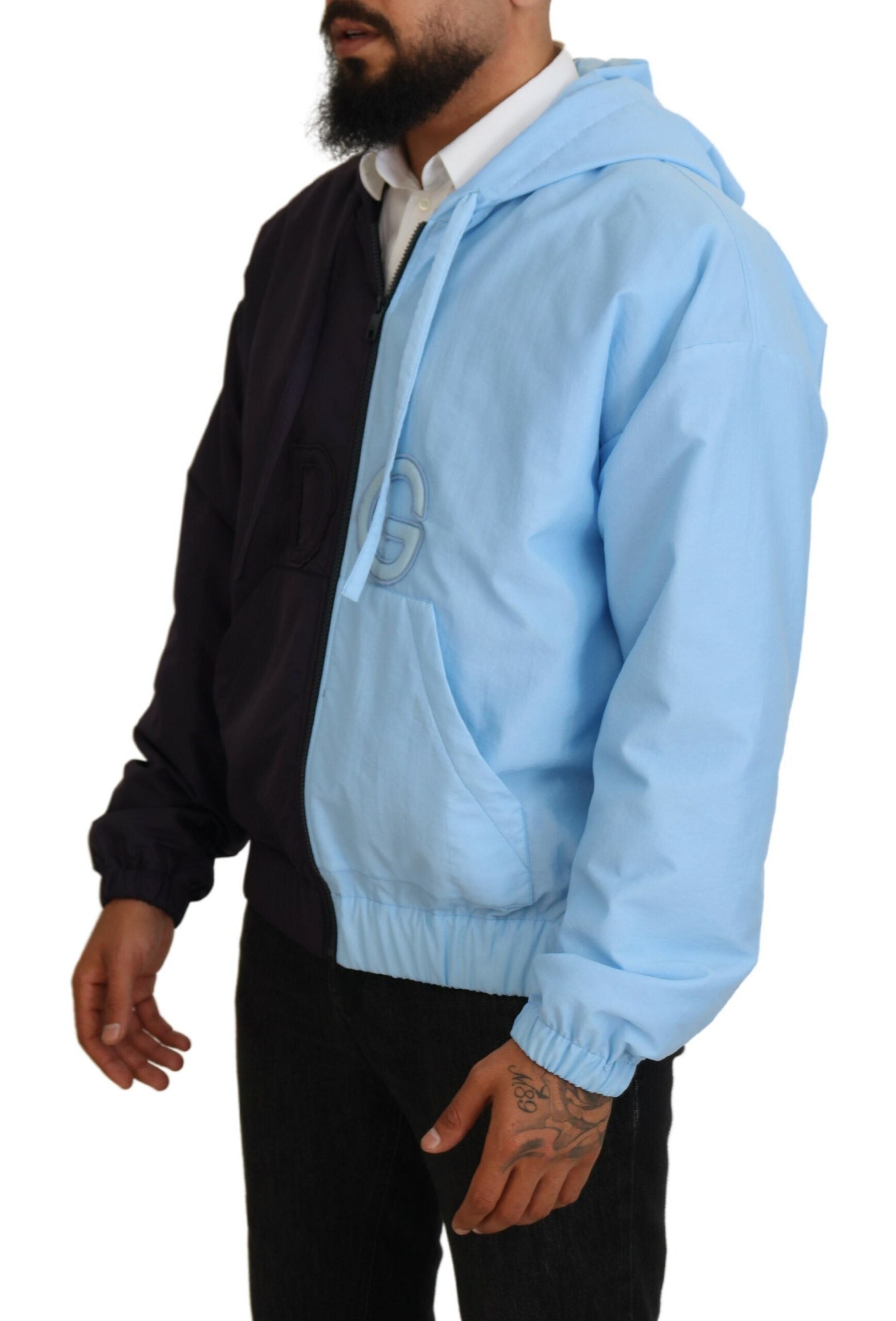 Dolce & Gabbana Schwarz Blau DG Hooded Full Zip Herren Jacke