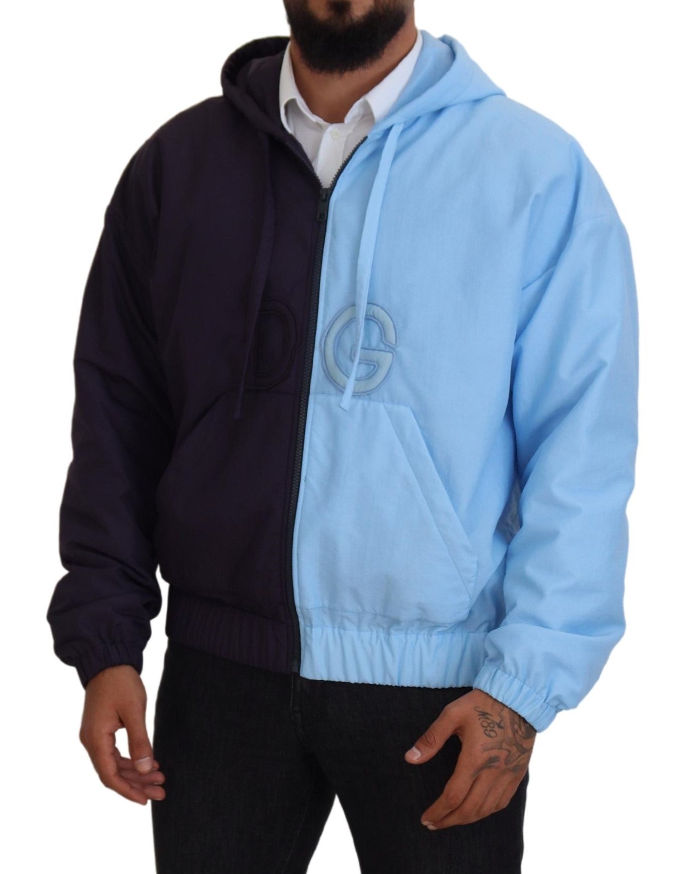 Dolce & Gabbana Schwarz Blau DG Hooded Full Zip Herren Jacke