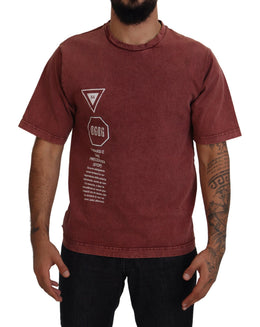 Dolce & Gabbana Maroon Print Rundhalsausschnitt Kurzarm-T-Shirt