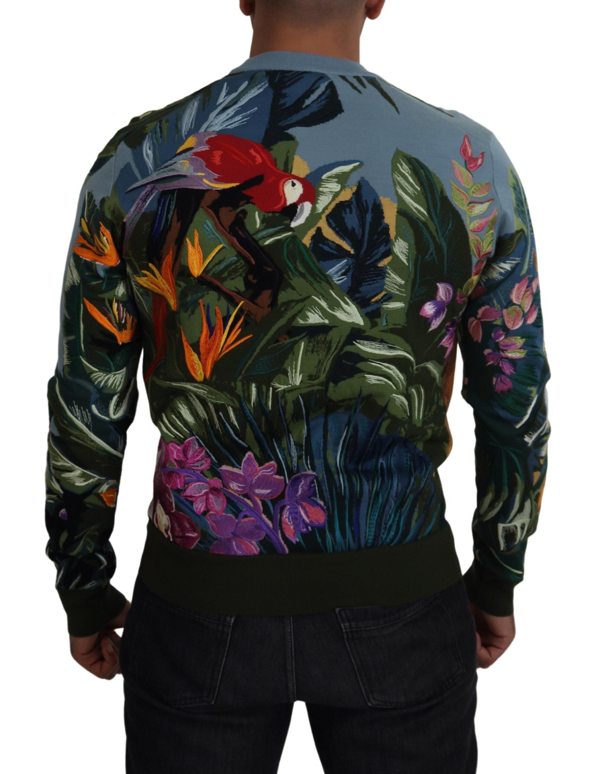Dolce & Gabbana Multicolor Dschungel-Wollpullover Logo-Pullover