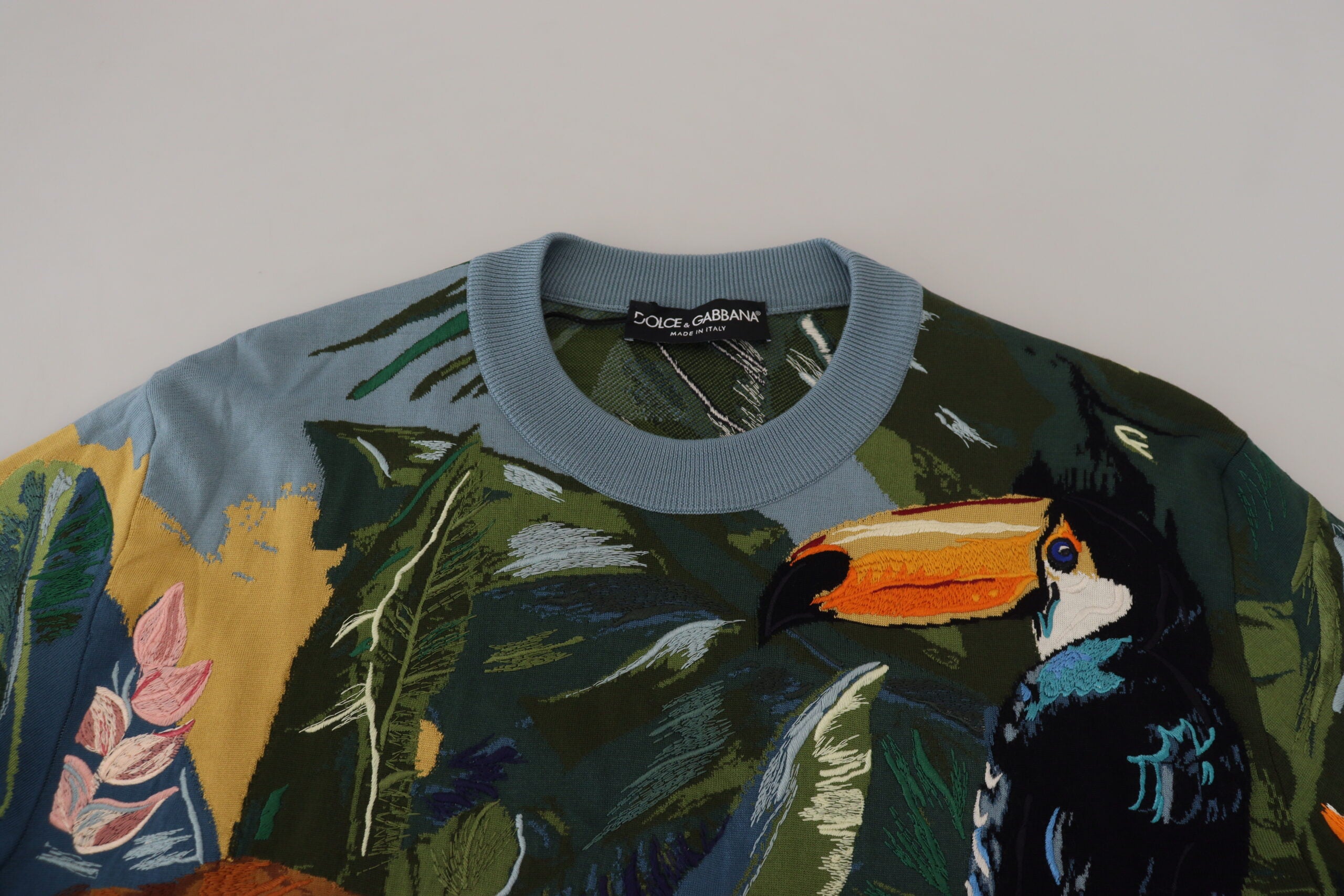 Dolce & Gabbana Multicolor Dschungel-Wollpullover Logo-Pullover