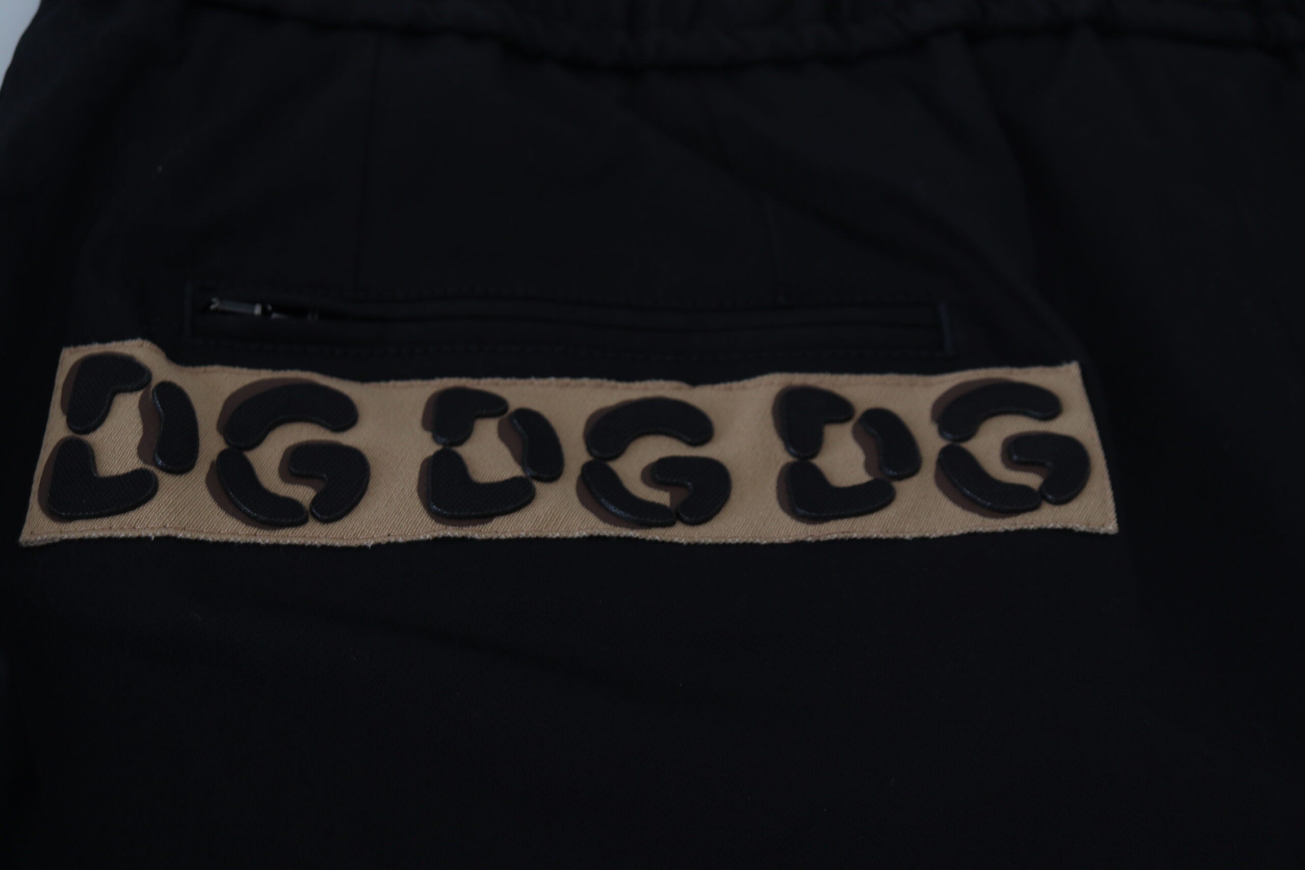Dolce & Gabbana Schwarz Baumwolle Elastische Taille DG Logo Cropped Pants