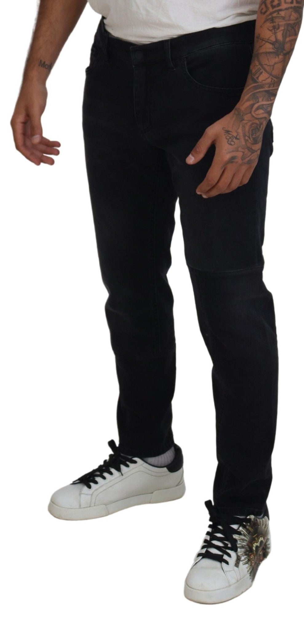 Dolce & Gabbana Schwarze Skinny-Jeans mit Engel-Stickerei