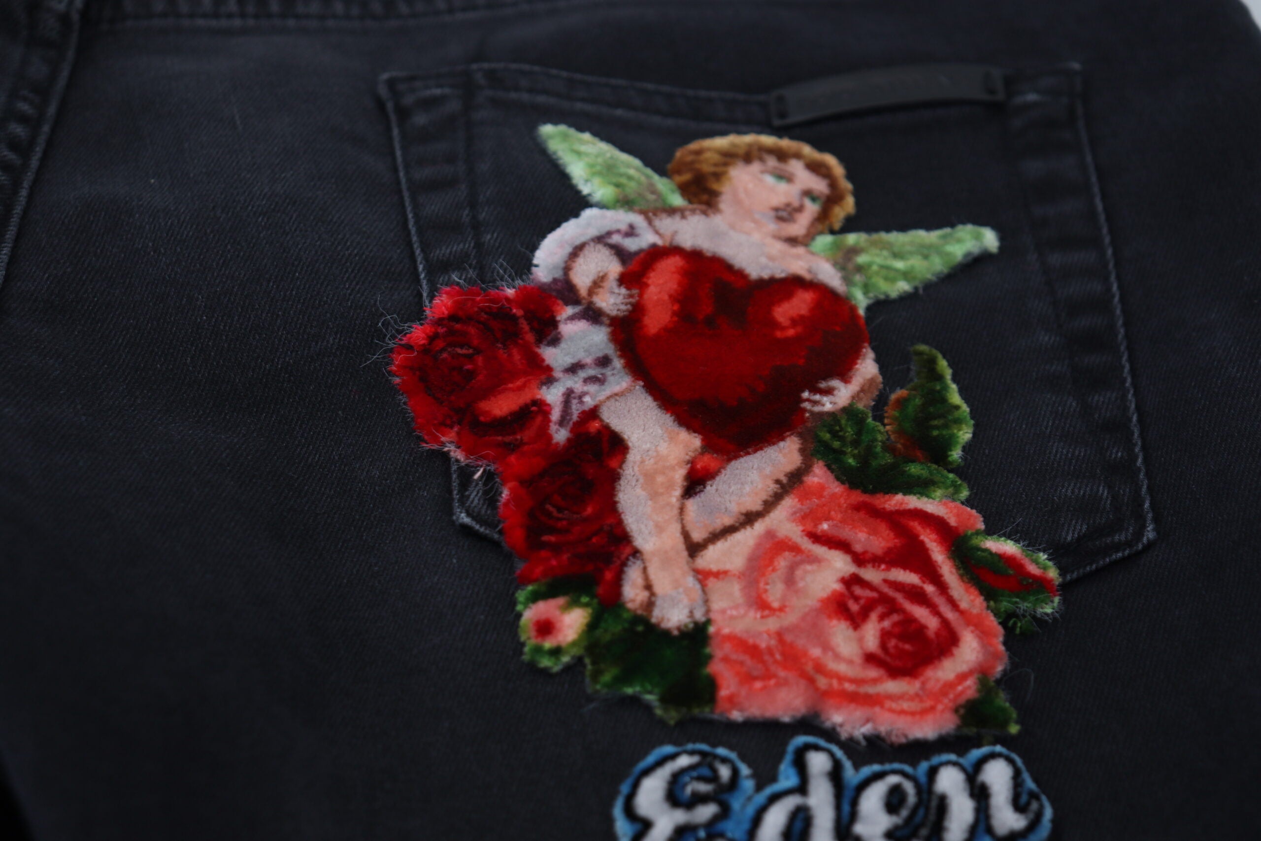 Dolce & Gabbana Schwarze Skinny-Jeans mit Engel-Stickerei
