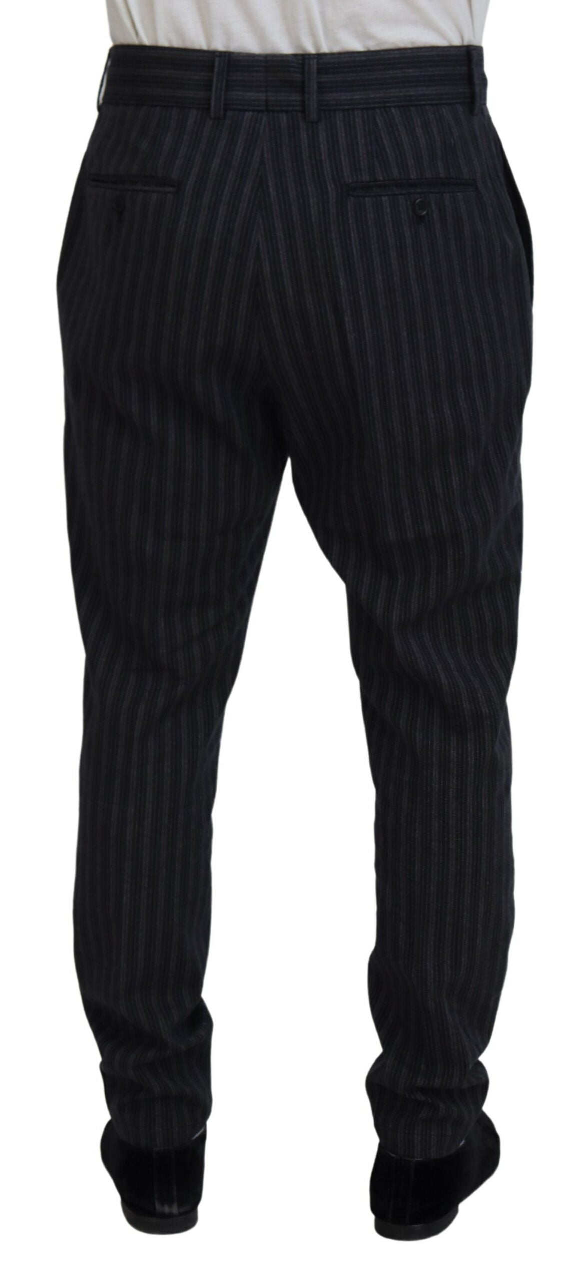 Dolce & Gabbana Dunkelgraue gestreifte Chino-Kleid-Hose