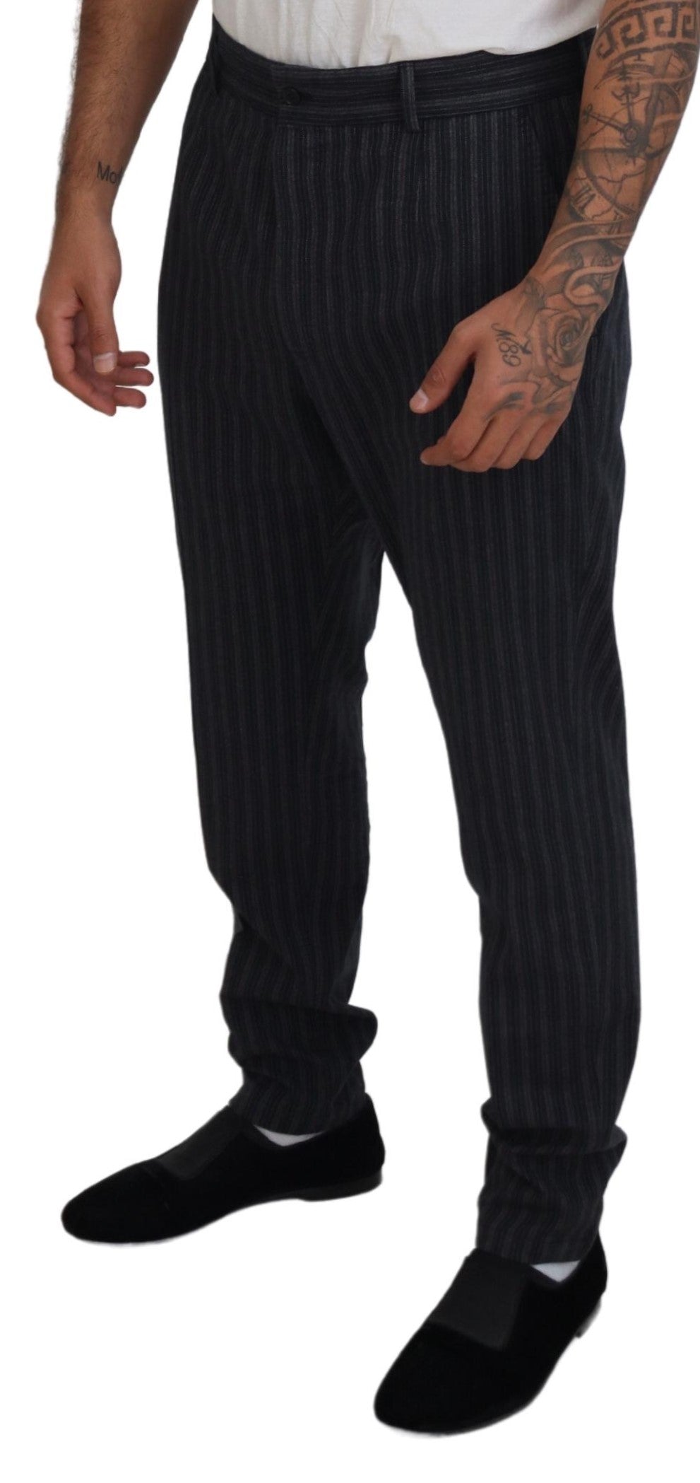 Dolce & Gabbana Dunkelgraue gestreifte Chino-Kleid-Hose