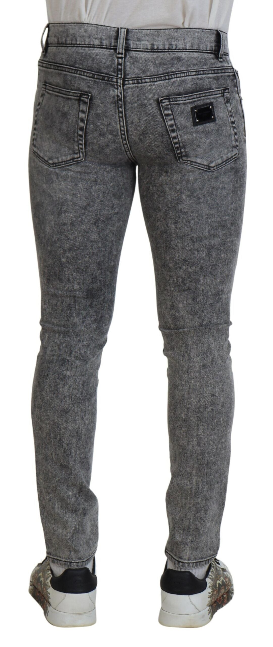 Dolce & Gabbana Grau gewaschene Baumwolle Slim Fit Herren Denim Jeans