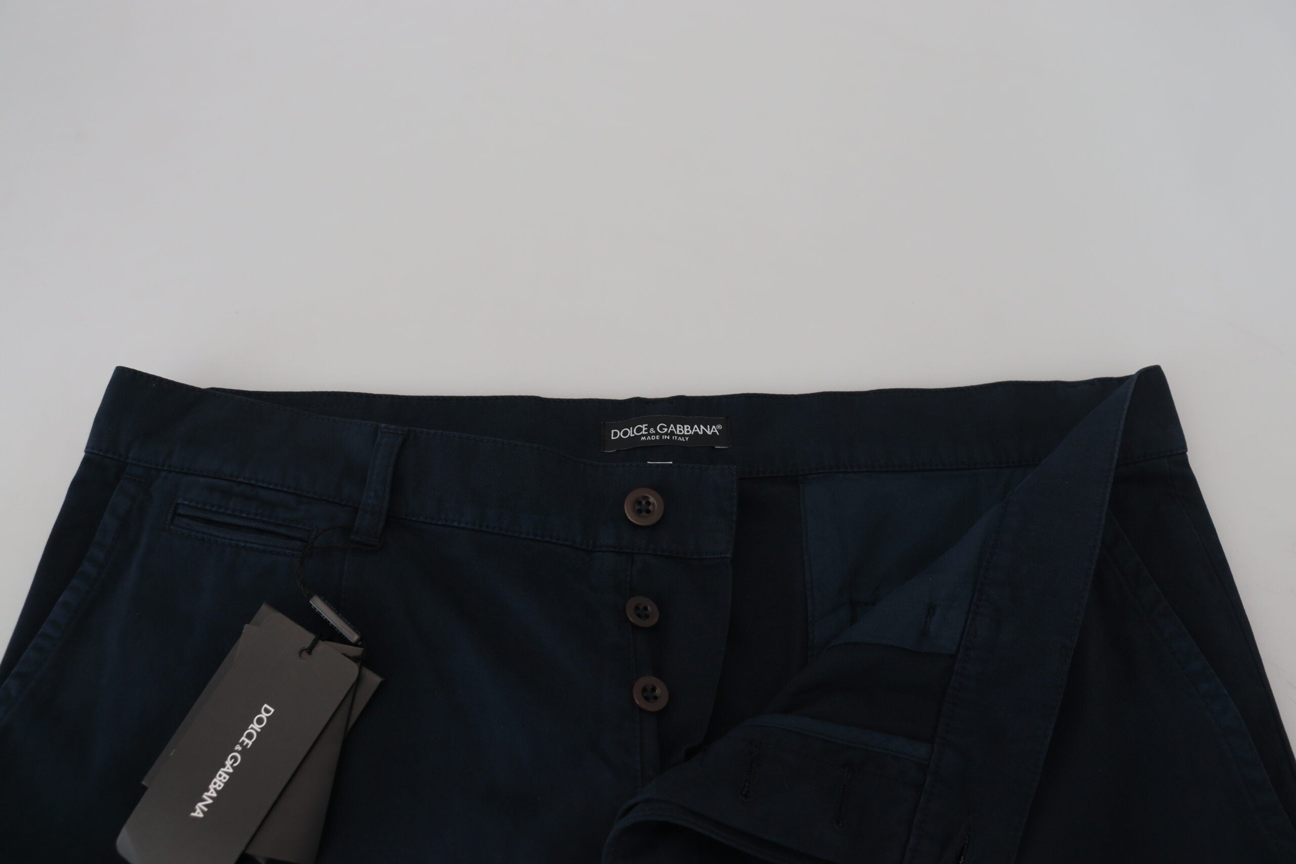 Dolce & Gabbana Blaues Baumwollkleid Formelle Herrenhosen