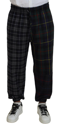 Dolce & Gabbana Multicolor karierte Wolle Herren Jogger Hose