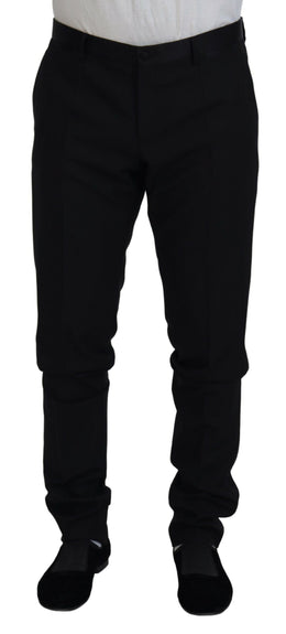 Dolce & Gabbana Schwarzes Woll-Chino-Kleid Formelle Hose