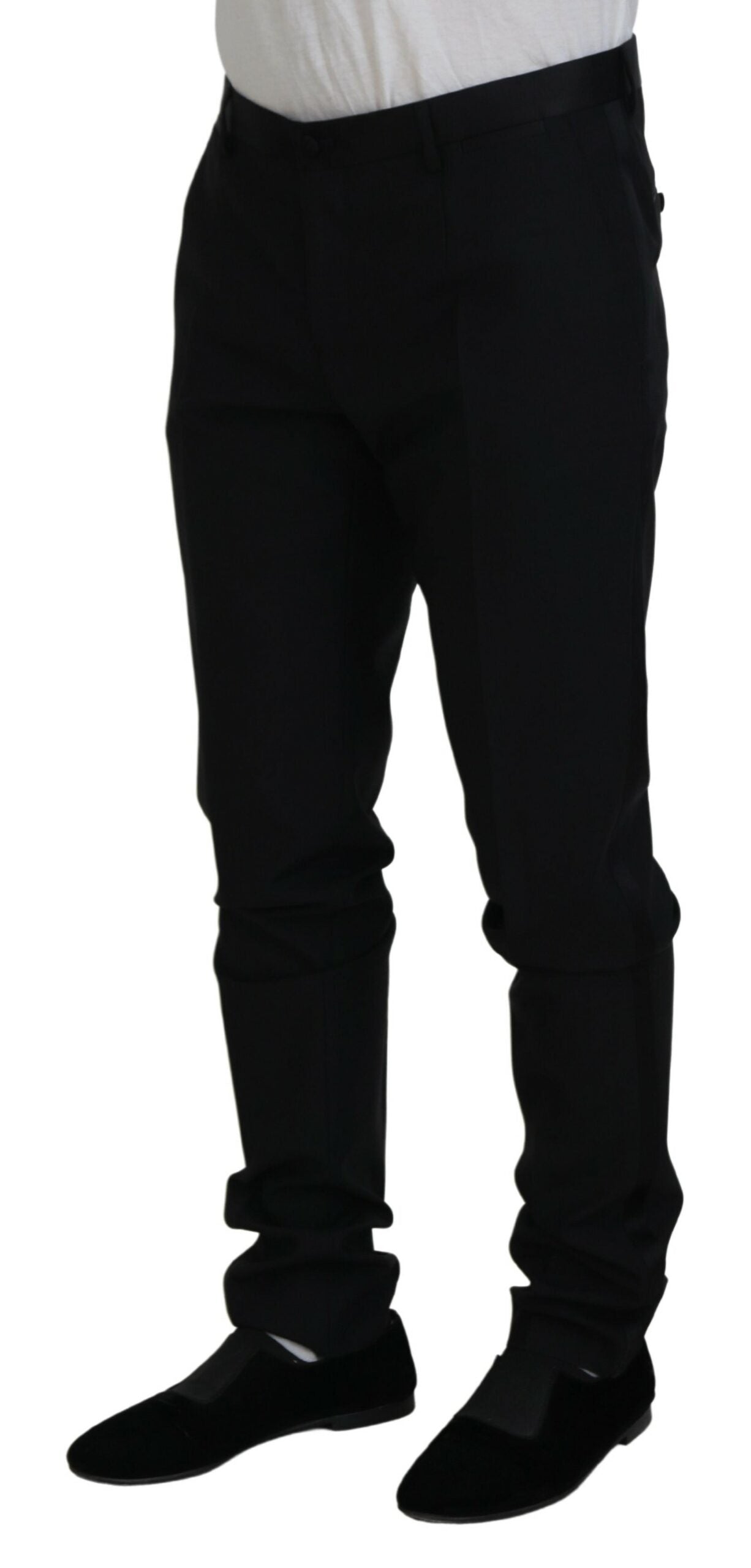 Dolce & Gabbana Schwarzes Woll-Chino-Kleid Formelle Hose