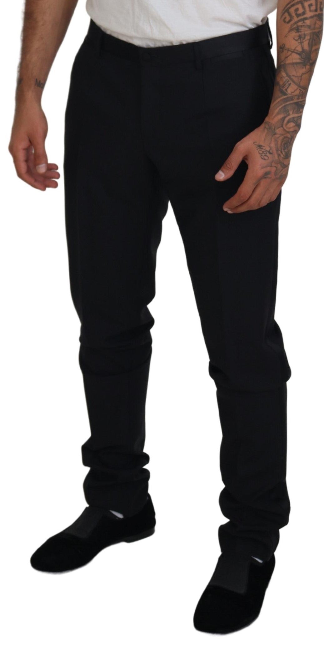 Dolce & Gabbana Schwarzes Woll-Chino-Kleid Formelle Hose
