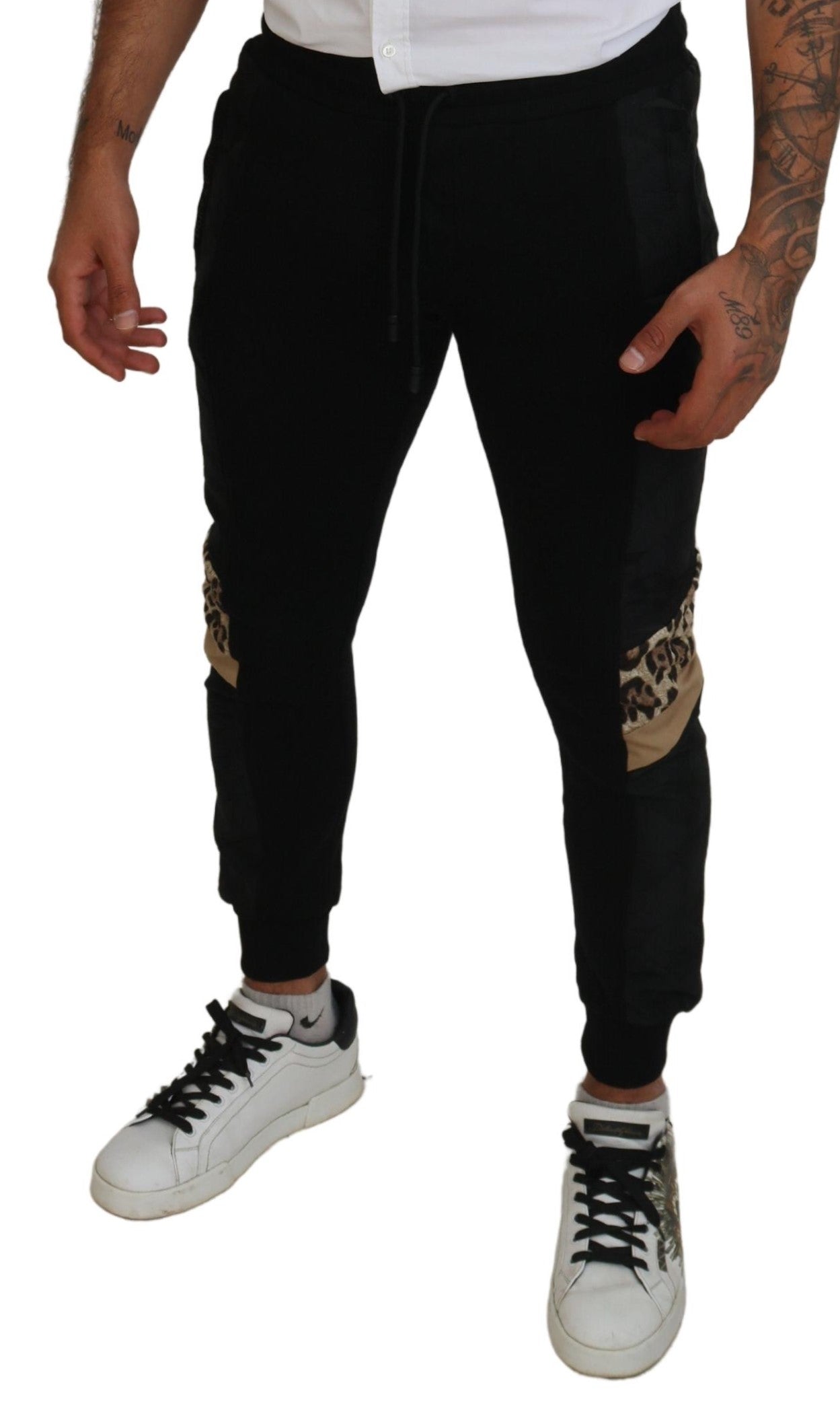 Dolce & Gabbana Schwarze Polyester Skinny Jogger Herren Hosen