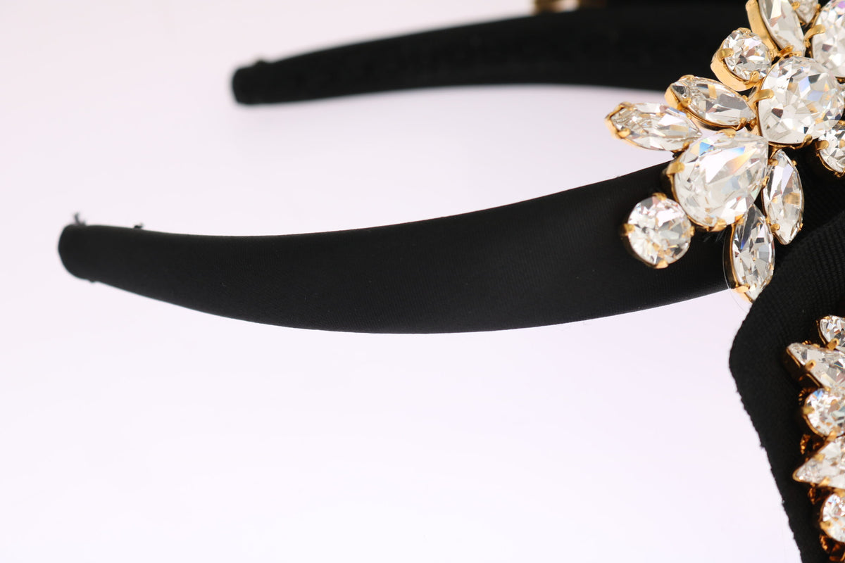 Dolce & Gabbana Schwarz Kristall Weiß Haar Parrucchiera Stirnband Diadem
