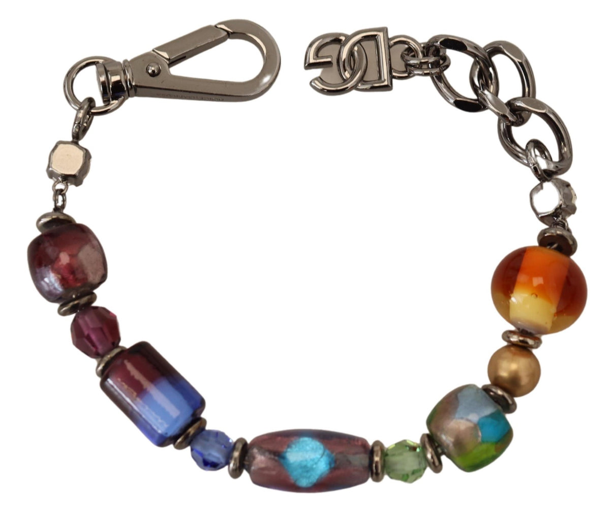 Dolce & Gabbana multicolor Silber Kette Messing Perlen Karabinerverschluss Armband