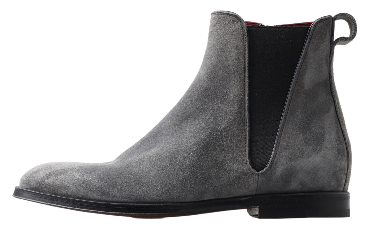 Dolce & Gabbana Graue Leder Herrenstiefel Schuhe
