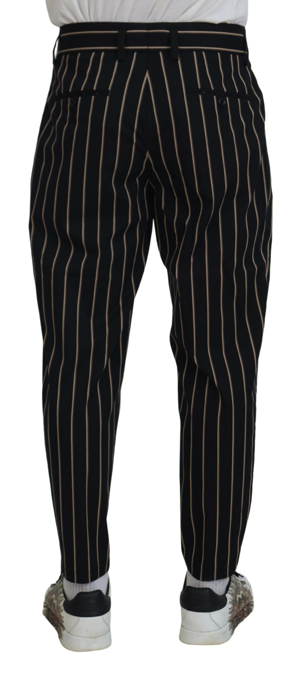 Dolce & Gabbana Schwarz-beige gestreifte Baumwoll-Stretch-Hose
