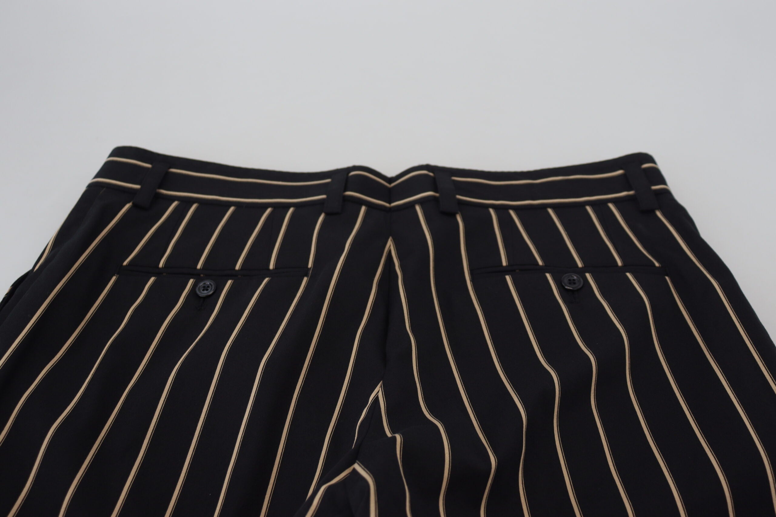 Dolce & Gabbana Schwarz-beige gestreifte Baumwoll-Stretch-Hose