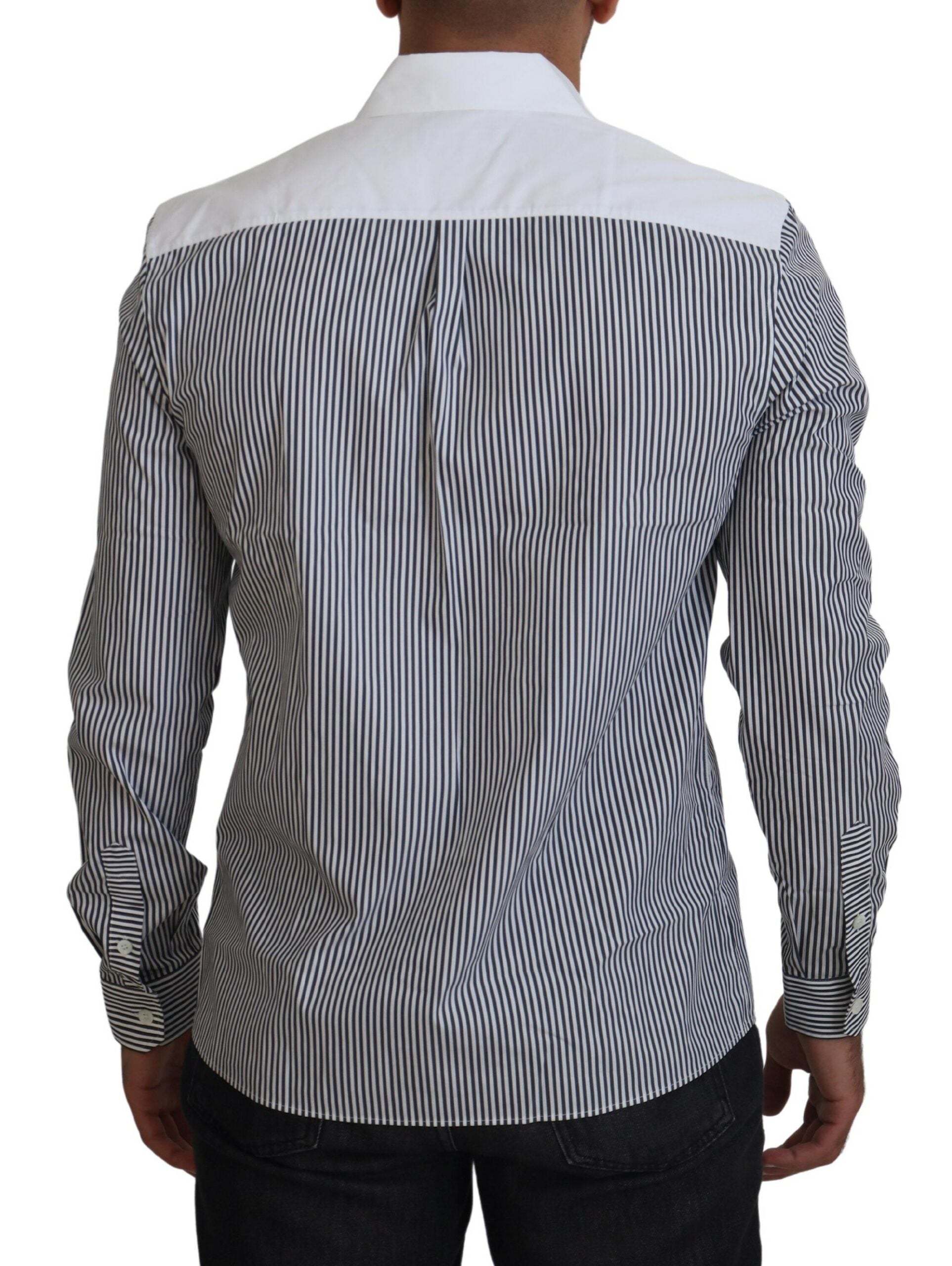 Dolce & Gabbana Grau-weiß gestreiftes Slim Fit Hemd