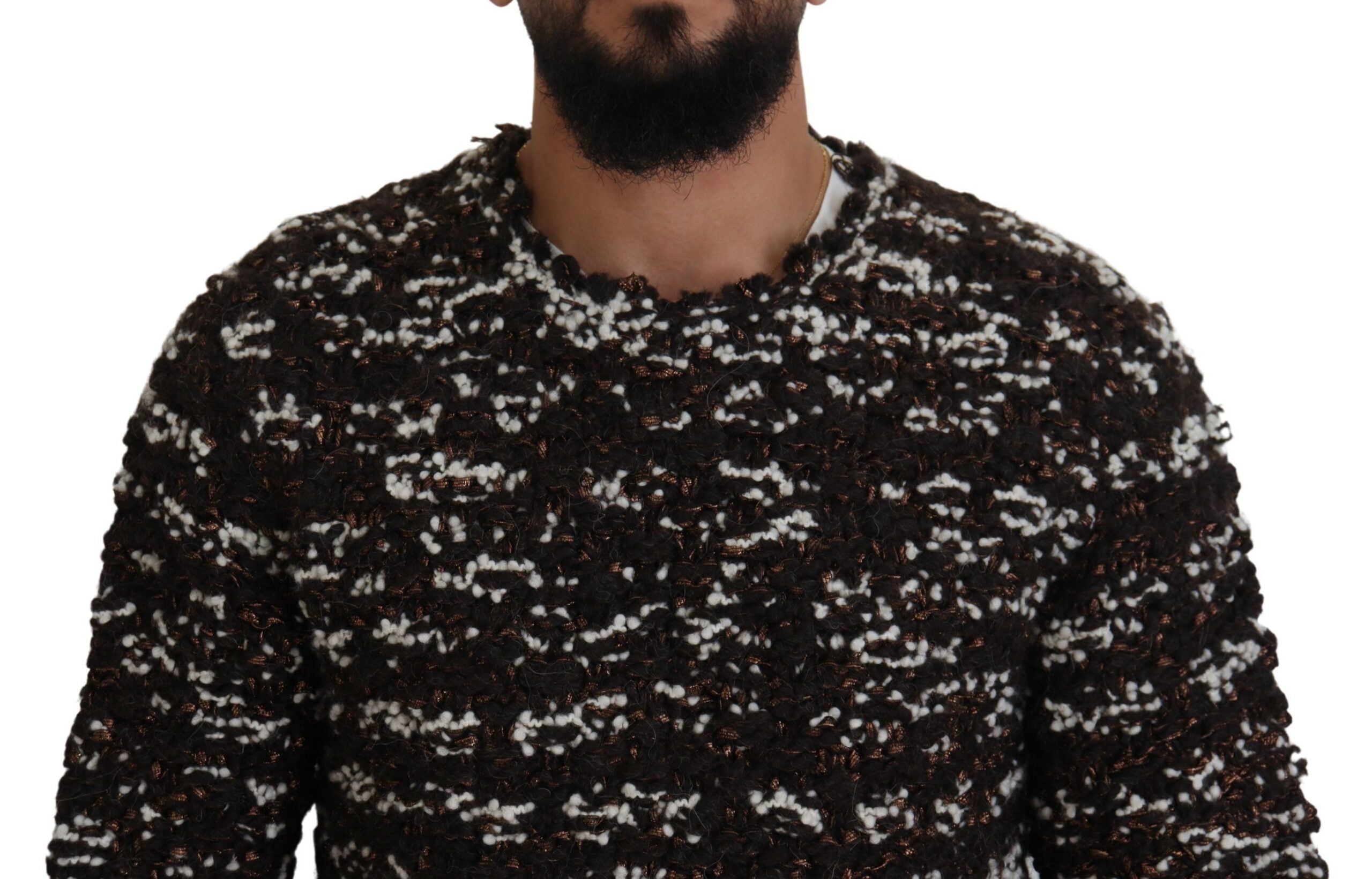 Dolce & Gabbana Brauner Pullover aus gestrickter Wolle Fatto A Mano