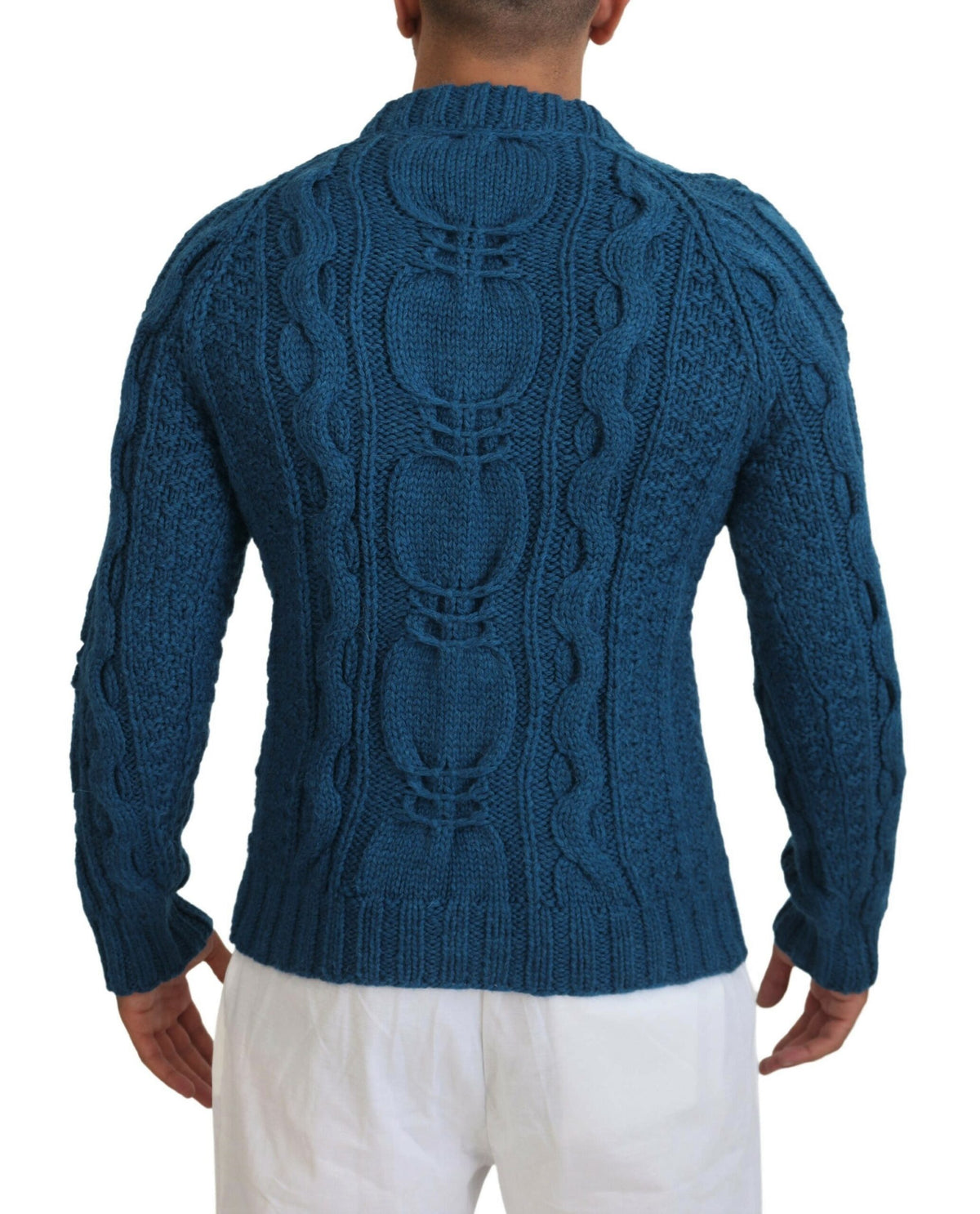Dolce & Gabbana Blauer Pullover aus gestrickter Wolle und Alpaka