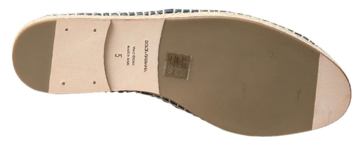 Dolce & Gabbana Blaugraue Leder Espadrille-Schuhe von Buffalo