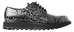 Dolce & Gabbana Schwarz Weiß Derby Lackleder Schuhe