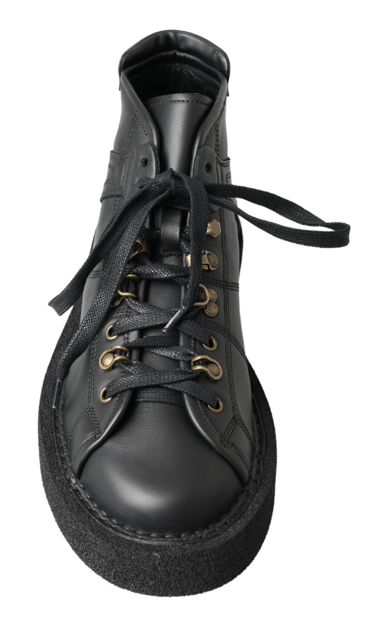 Dolce & Gabbana Schwarze Leder-Slipper mit Stretch-Stiefeln