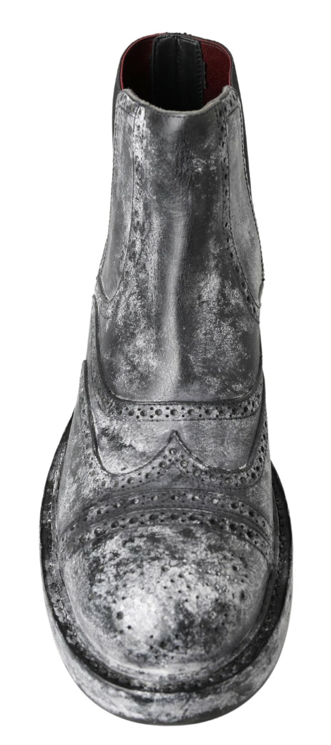 Dolce & Gabbana Schwarzgraue Lederstiefeletten